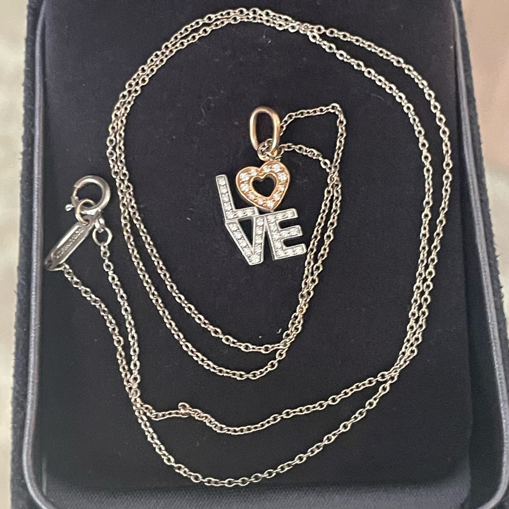 Tiffany & Co Love Necklace with White/Rose Gold and Pave Diamonds - Picture 4 of 12